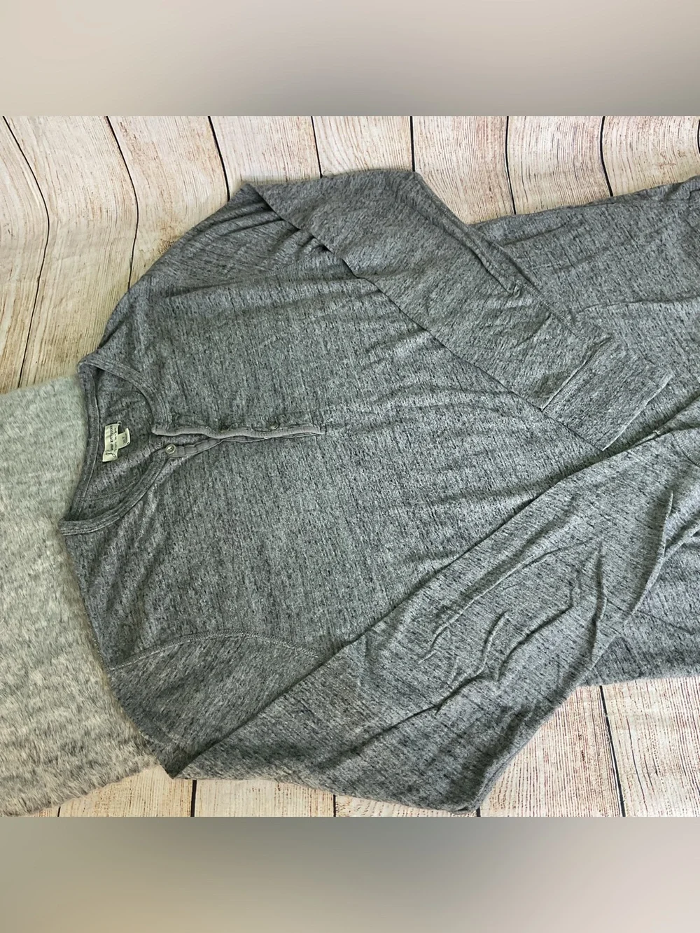 J. Crew Men's Long Sleeve Henley Heather Gray Size XLT